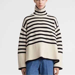 Toteme Striped Wool Turtle Neck Oversized Sweater Size XXS